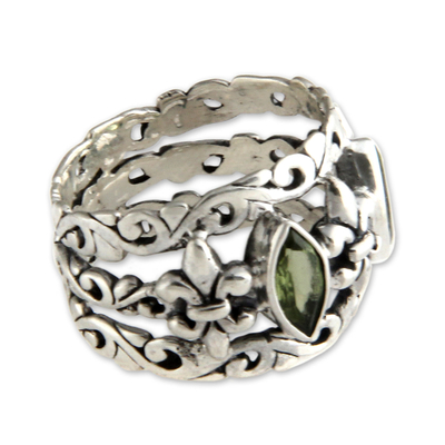 Peridot multi-stone ring, 'Splendor in Green' - Sterling Silver and Peridot Ring from Indonesia