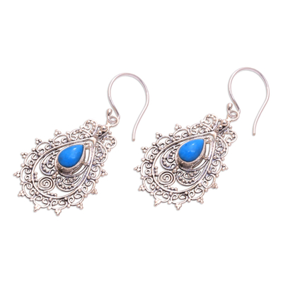 Sterling silver dangle earrings, 'Blue Lace' - Sterling Silver and Reconstituted Turquoise Earrings