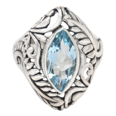 Blue topaz single stone ring