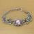 Cultured pearl and citrine flower bracelet, 'Moon Garden' - Unique Pearl and Citrine Bracelet thumbail