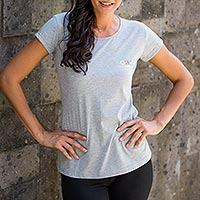 Featured review for Cotton t-shirt, Mission Novica in Misty Grey