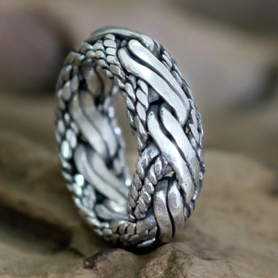 Men's sterling silver ring - Reptilian | NOVICA
