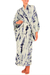 Tie-dyed rayon robe, 'High Energy' - Women's Kimono Style Tie-dye Robe on Blue and White (image 2a) thumbail