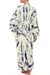Tie-dyed rayon robe, 'High Energy' - Women's Kimono Style Tie-dye Robe on Blue and White (image 2b) thumbail