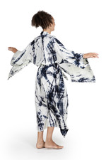Tie-dyed rayon robe, 'High Energy' - Women's Kimono Style Tie-dye Robe on Blue and Cream