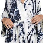 Tie-dyed rayon robe, 'High Energy' - Women's Kimono Style Tie-dye Robe on Blue and Cream
