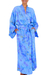 Batik robe, 'Blue Anemone' - Floral Patterned Robe thumbail