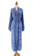 Batik robe, 'Blue Anemone' - Floral Patterned Robe (image 2c) thumbail