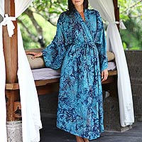 Batik-Robe, 'Sapphire Dreams' - Robe mit Batikmuster