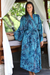 Batik robe, 'Sapphire Dreams' - Batik Patterned Robe thumbail