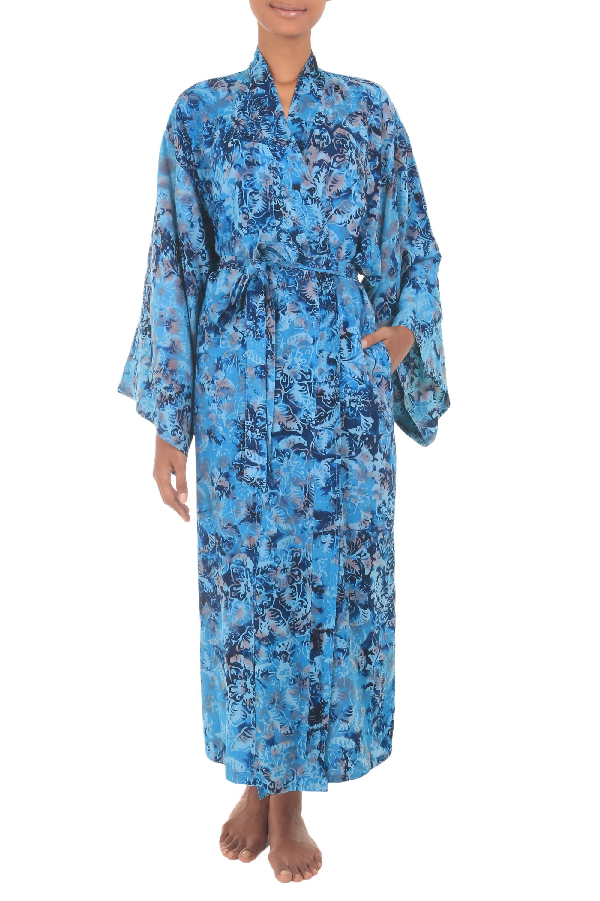 UNICEF Market Batik Patterned Robe Sapphire Dreams