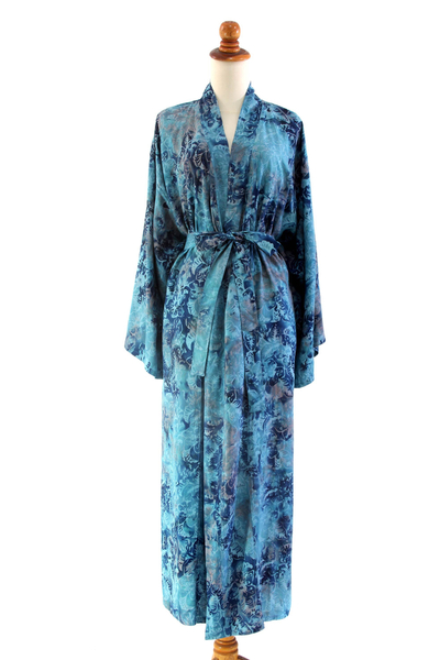 Batik robe, 'Sapphire Dreams' - Batik Patterned Robe