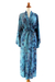 Batik robe, 'Sapphire Dreams' - Batik Patterned Robe (image 2d) thumbail