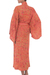 Batik robe, 'Autumn Joy' - Red Orange and Yellow Batik Rayon Front Wrap Robe Handcrafte (image 2b) thumbail