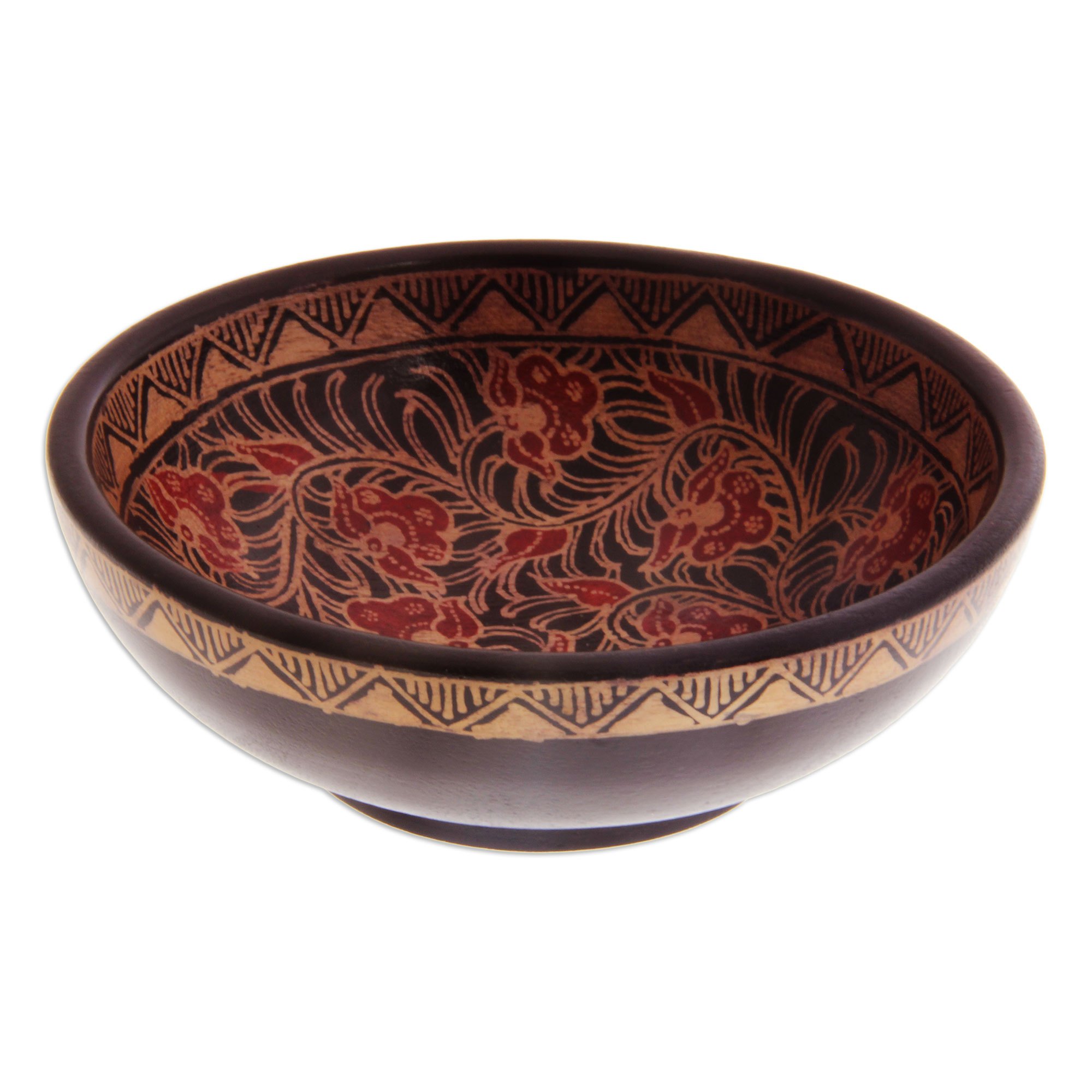 Wood batik centerpieces (Set of 3) - Javanese Vines | NOVICA