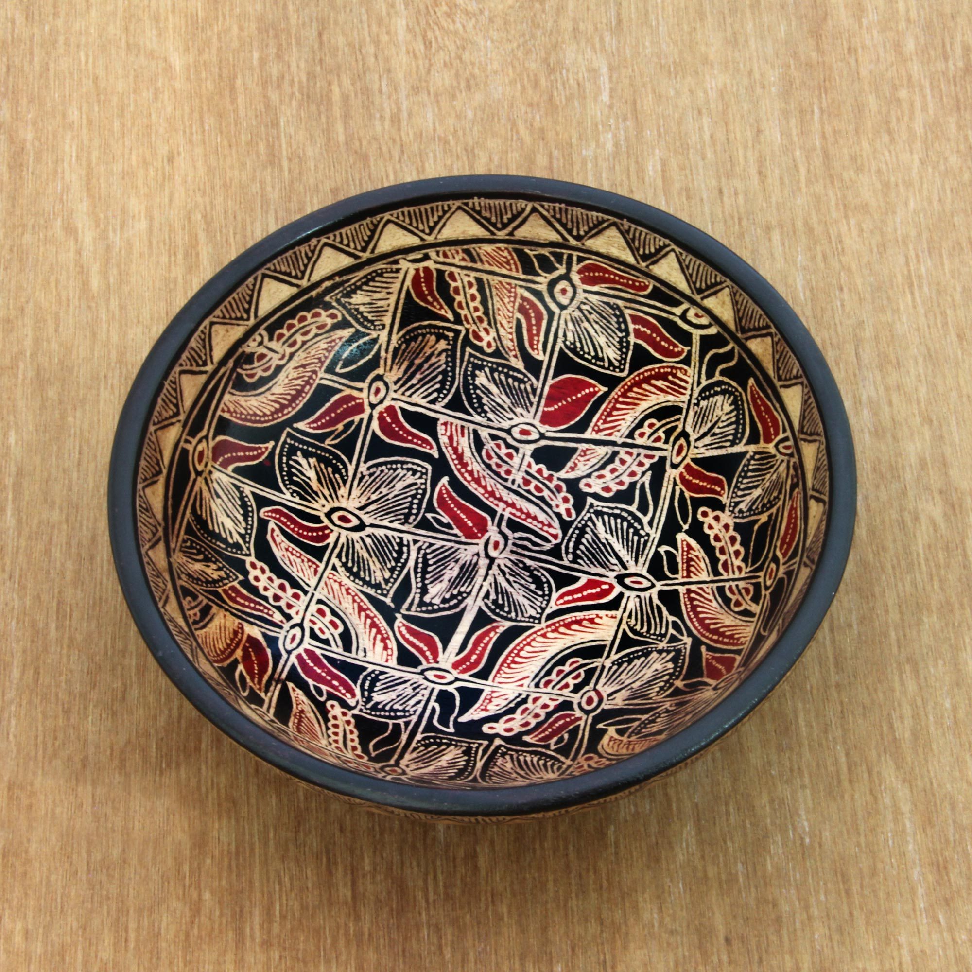 Wood batik centerpiece - Jasmine Bud | NOVICA