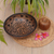 Wood batik centerpiece, 'Harvest in Java' - Wood batik centerpiece