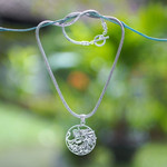 Men's sterling silver pendant necklace, 'Victorious' - Men's Sterling Silver Dragon Necklace