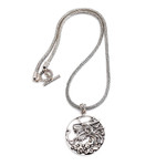 Men's sterling silver pendant necklace, 'Victorious' - Men's Sterling Silver Dragon Necklace