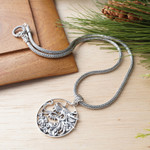 Men's sterling silver pendant necklace, 'Victorious' - Men's Sterling Silver Dragon Necklace