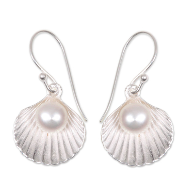 Aretes colgantes de perlas cultivadas - Aretes de plata esterlina y perlas marinas