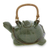 Ceramic teapot, 'Mother Sea Turtle' - Green Ceramic Teapot with Rattan Handle (image 2b) thumbail