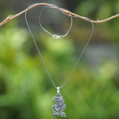 Granat-Halskette für Herren - Herren-Halskette aus Fair-Trade-Sterlingsilber und Granat