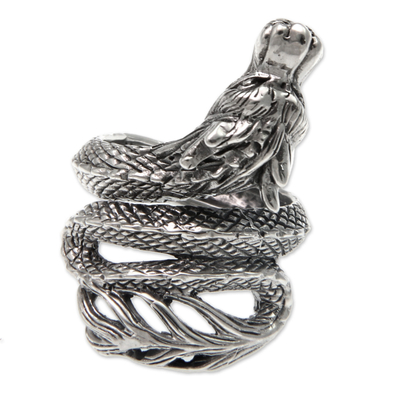 Sterling silver wrap ring, 'Baby Dragon' - Unique Indonesian Sterling Silver Wrap Ring