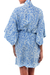 Batik robe, 'Underwater' - Women's Blue Batik Short Robe