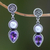 Cultured pearl and amethyst dangle earrings, 'Bright Moon' - Cultured pearl and amethyst dangle earrings (image 2) thumbail