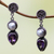 Cultured pearl and amethyst dangle earrings, 'Bright Moon' - Cultured pearl and amethyst dangle earrings (image 2b) thumbail