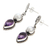 Cultured pearl and amethyst dangle earrings, 'Bright Moon' - Cultured pearl and amethyst dangle earrings (image 2c) thumbail
