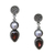 Cultured pearl and garnet dangle earrings, 'Bright Moon' - Garnet and Pearl Dangle Earrings thumbail