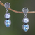 Cultured pearl and blue topaz dangle earrings, 'Bright Moon' - Sterling Silver Pearl and Blue Topaz Earrings (image 2) thumbail