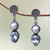 Cultured pearl and blue topaz dangle earrings, 'Bright Moon' - Sterling Silver Pearl and Blue Topaz Earrings (image 2b) thumbail