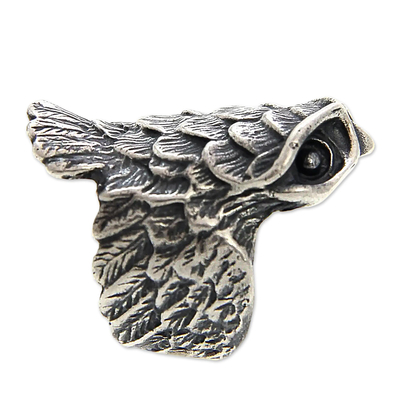 Sterling silver cocktail ring, 'Owl in Flight' - Sterling Silver Cocktail Ring