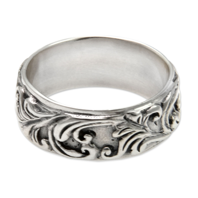 Artisan Crafted Leaf and Tree Sterling Silver Band Rings