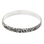 Sterling silver bangle bracelet, 'Timeless Bali' - Artisan Jewelry Sterling Silver Bangle Bracelet