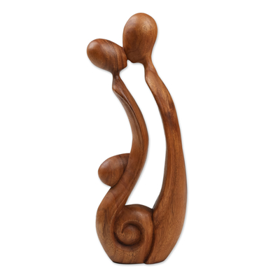 Wood sculpture, 'Best Kiss' - Modern Wood Sculpture