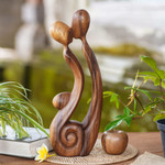 Wood sculpture, 'Best Kiss' - Modern Wood Sculpture