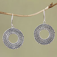 Sterling silver dangle earrings, 'Prehistoric' - Patterned Terling Silver Earrings