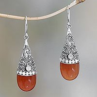 Chalcedony dangle earrings, Bali Tradition