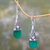 Ohrhänger aus Onyx und Regenbogenmondstein - Ohrringe aus Sterlingsilber und grünem Onyx