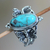 Sterling silver cocktail ring, 'Dragonfly Sky' - Reconstituted Turquoise and Sterling Silver Cocktail Ring thumbail