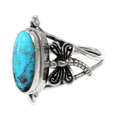 Sterling silver cocktail ring, 'Dragonfly Sky' - Magnesite and Sterling Silver Cocktail Ring