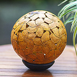 Floral Coconut Shell Sculpture, 'Plumeria'