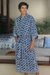 Men's batik robe, 'Navy Blue Nebula' - Men's Batik Robe from Indonesia (image 2) thumbail