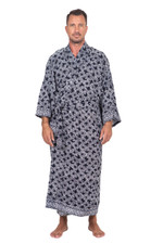 Men's batik robe, 'Navy Blue Nebula' - Men's Batik Robe from Indonesia