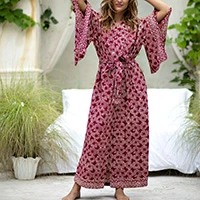 Featured review for Batik robe, Ruby Red Nebula