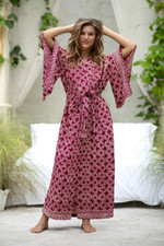 Batik robe, 'Ruby Red Nebula' - Red Hand Crafted Batik Robe from Indonesia